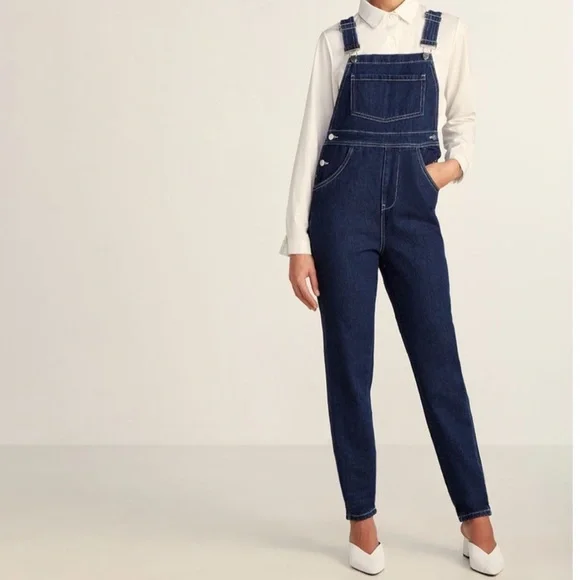 WEWOREWHAT Denim Basic Overalls Dark Wash - Picture 1 of 14